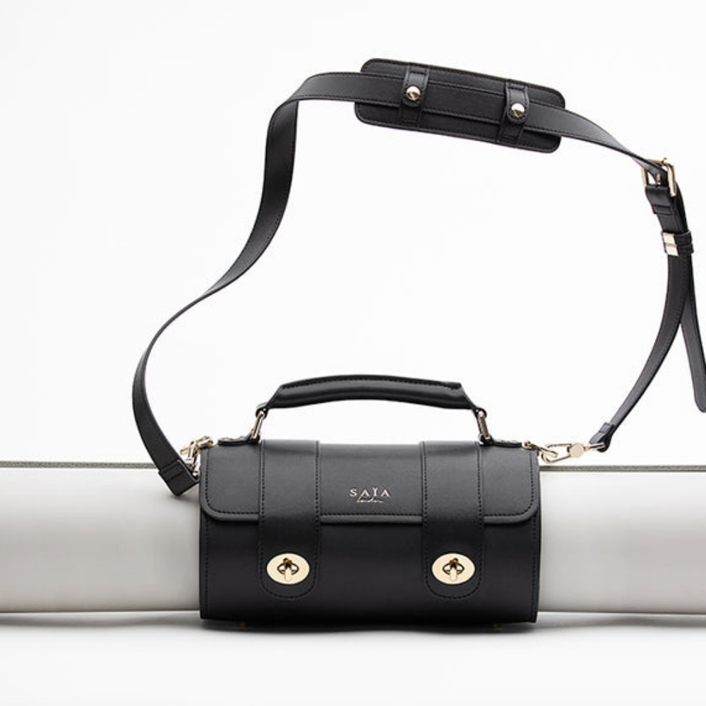 NWT $395 Saia London luxury vegan leather yoga mat bag with strap - Picture 4 of 7